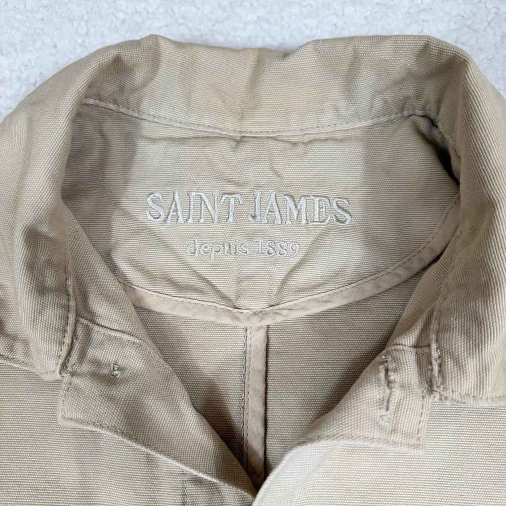 Saint James Mens Size 38 Sirocco Chore Coat Tan Khaki Cotton Canvas Work Jacket - Picture 4 of 10